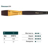 Кисть синтетика плоская жесткая №12..