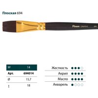 Кисть синтетика плоская жесткая №14..